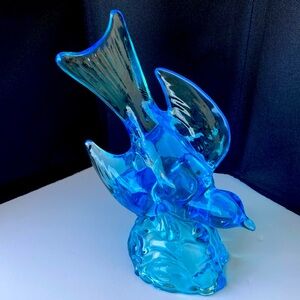 L.E. Smith Blue Glass Bird